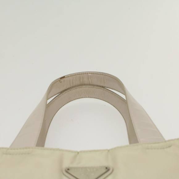 PRADA Hand Bag Nylon Leather Beige Ivory Auth 49308 - Picture 8 of 16